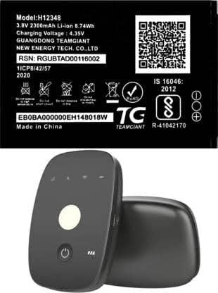 High Quality Original "H12348" 2300mAh Battery Compatible for JIO FI2 M2 M2S Hotspot, Airtel Wifi Hotspot *OK TESTED**QC PASSED*