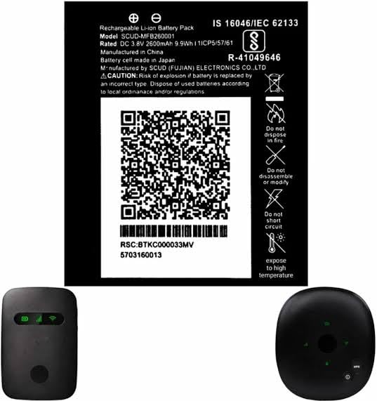 High Quality Original "SCUD-MFB260001" Battery Compatible for JIO FI3 (JMR540, JMR541) JIO FI4 (JMR1140), JMR550, JMR520 *2600mAh Battery**OK TESTED**QC PASSED*