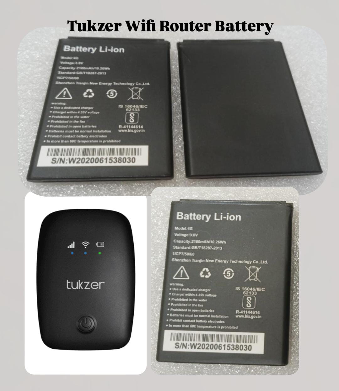 High Quality "4G Model" 2100 mAh Battery Compatible for TUKZER 4G Wifi Hotspot Router VM3311, TUKZER U2 Hotspot Dongle, *QC PASSED**OK TESTED*