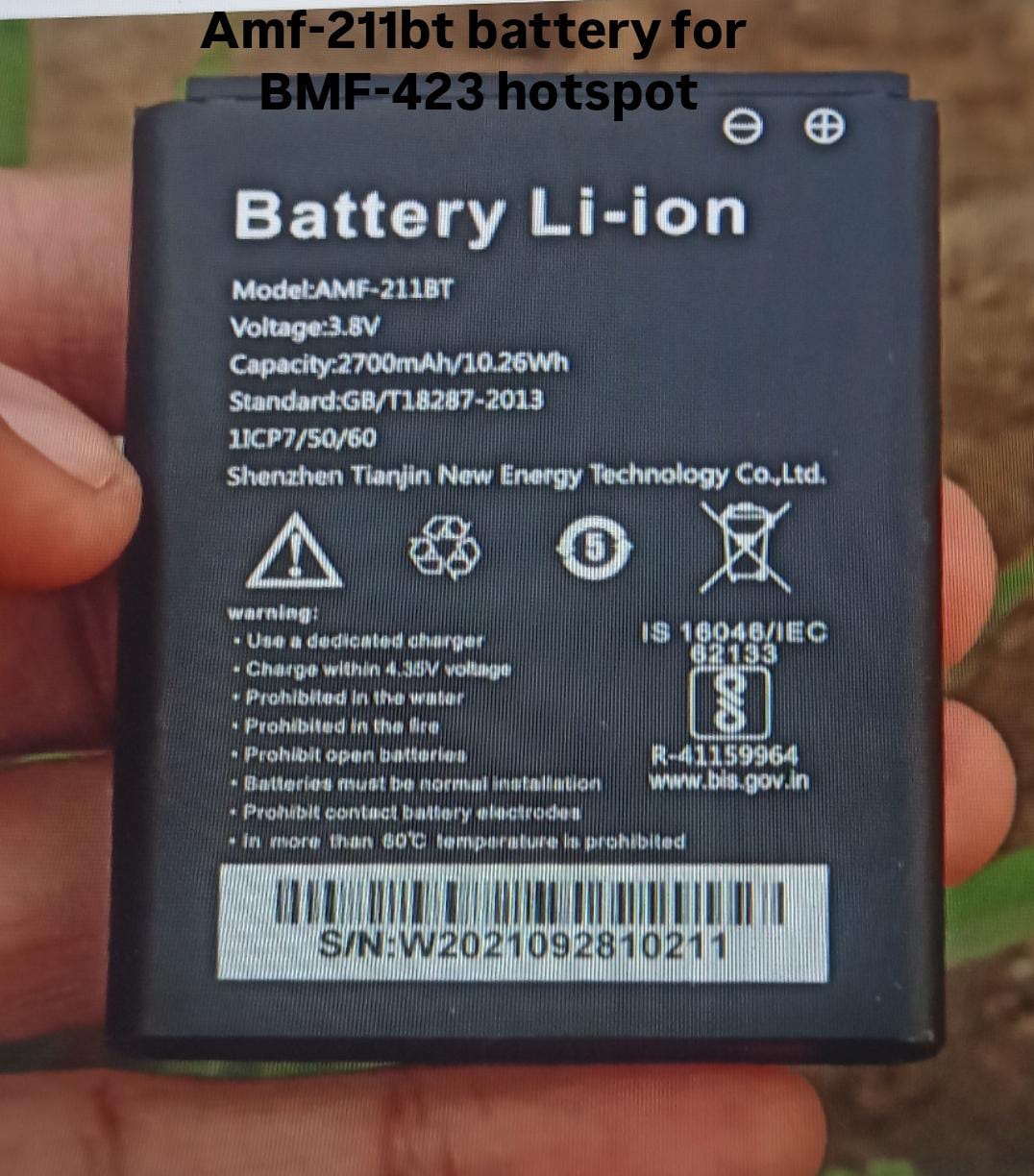 High Quality Original "AMF-211BT" 2700mAh Battery Compatible for BINATONE 4G LTE Hotspot BMF-423 with Replacement Warranty *2700 mAh* *OK TESTED**QC PASSED*
