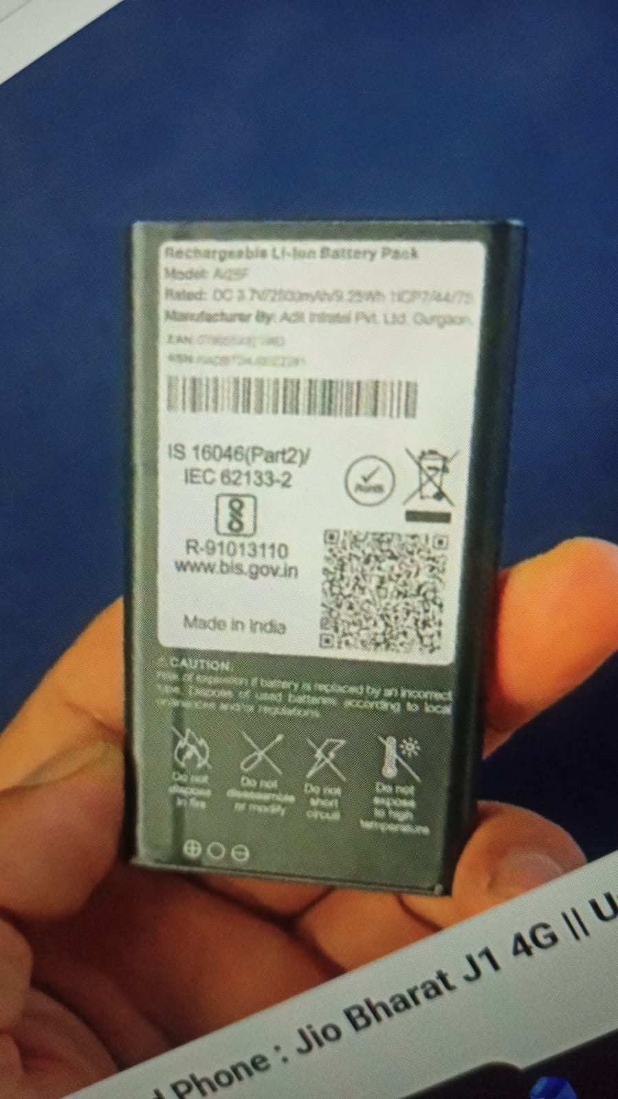 High Quality Original "AI25F" Mobile Battery Compatible for Jio Bharat J1 4G with Replacement Warranty ** *QC PASSED**OK TESTED*