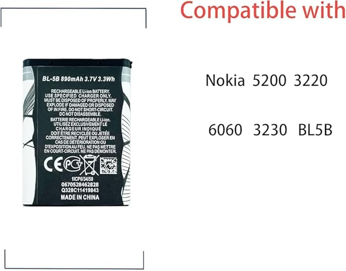 High Quality Original "BL-5B" 890 mAh Mobile Battery Compatible for Nokia ST-1 and other Nokia Keypad Models with Replacement Warranty *QC PASSED**OK TESTED*