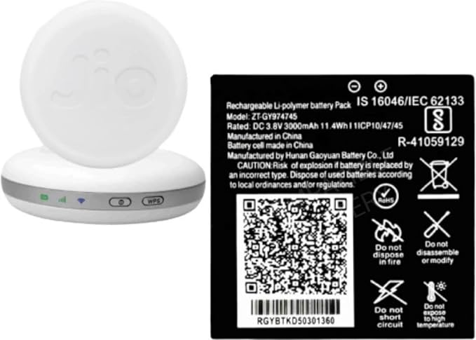 High Quality Original "ZT-GY974745" Battery Compatible for JIO FI6 JMR 1040, JMR 815, FI6 , JIO Wifi Hotspot battery 3000mAh *OK TESTED**QC PASSED*