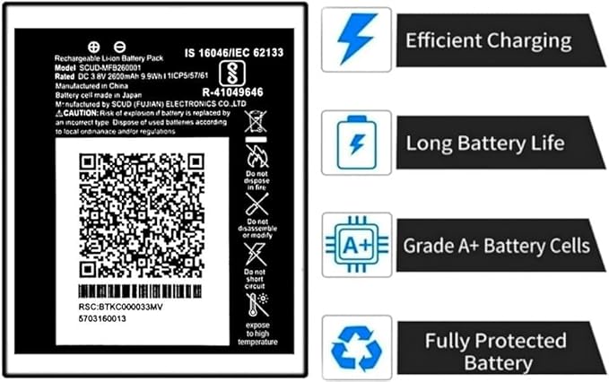 High Quality Original "SCUD-MFB260001" Battery Compatible for JIO FI3 (JMR540, JMR541) JIO FI4 (JMR1140), JMR550, JMR520 *2600mAh Battery**OK TESTED**QC PASSED*