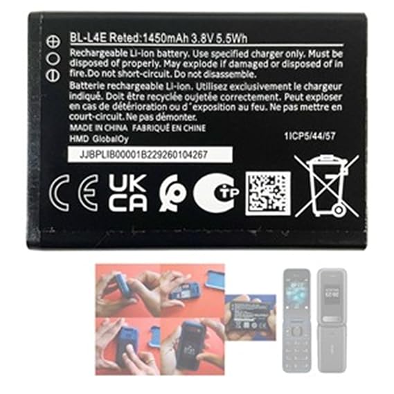 High Quality Original "BL-L4E" Mobile Battery Compatible for Nokia 2660 Flip 4G / 8210 4G *1450mAh Capacity *OK TESTED**QC PASSED*