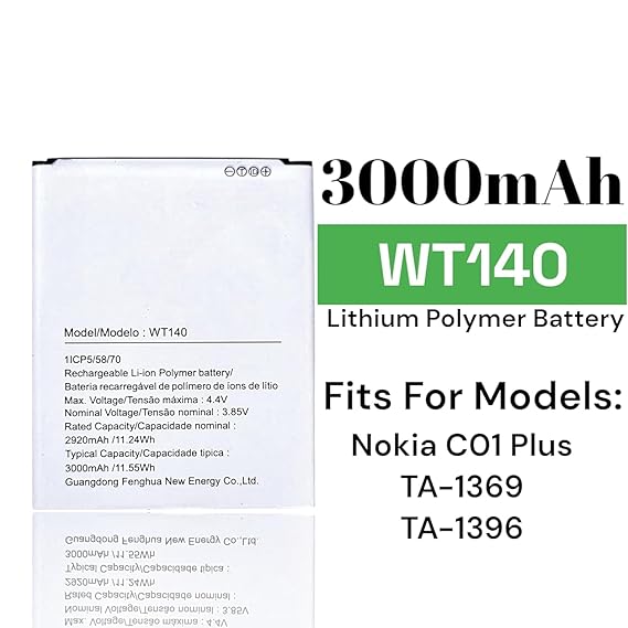 High Quality Original "WT140" Mobile Battery Compatible for Nokia C01 Plus (TA-1383, TA-1387, TA-1391) with Replacement Warranty *3000mAh* *OK TESTED**QC PASSED*